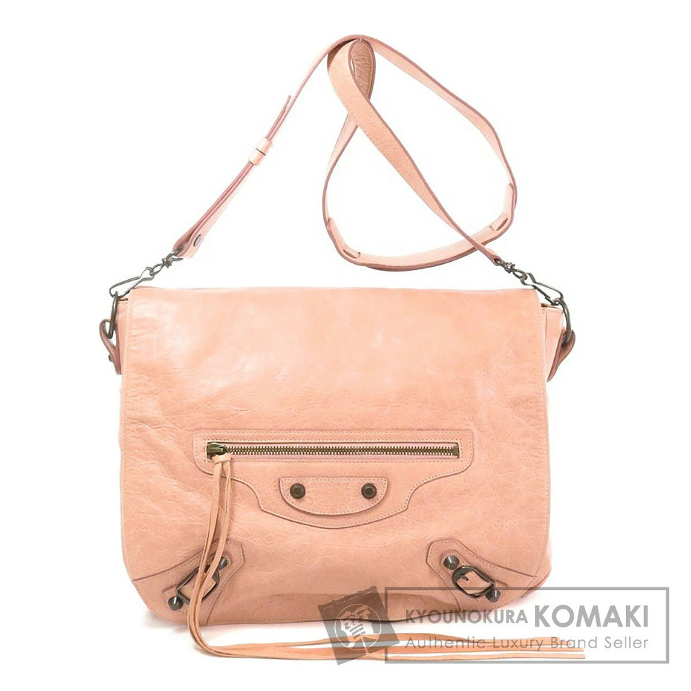 Balenciaga Metal Motif Shoulder Bag Leather Pink